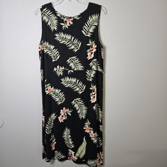Tahiti Reef Club Dress Womens Large Floral Hawaiian Sleeveless Maxi Beach Rayon - Picture 1 of 9